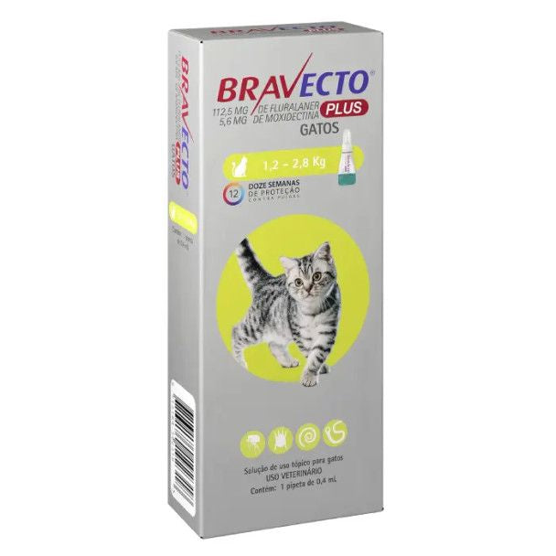 Bravecto Plus Gatos 1,2 a 2,8 kg