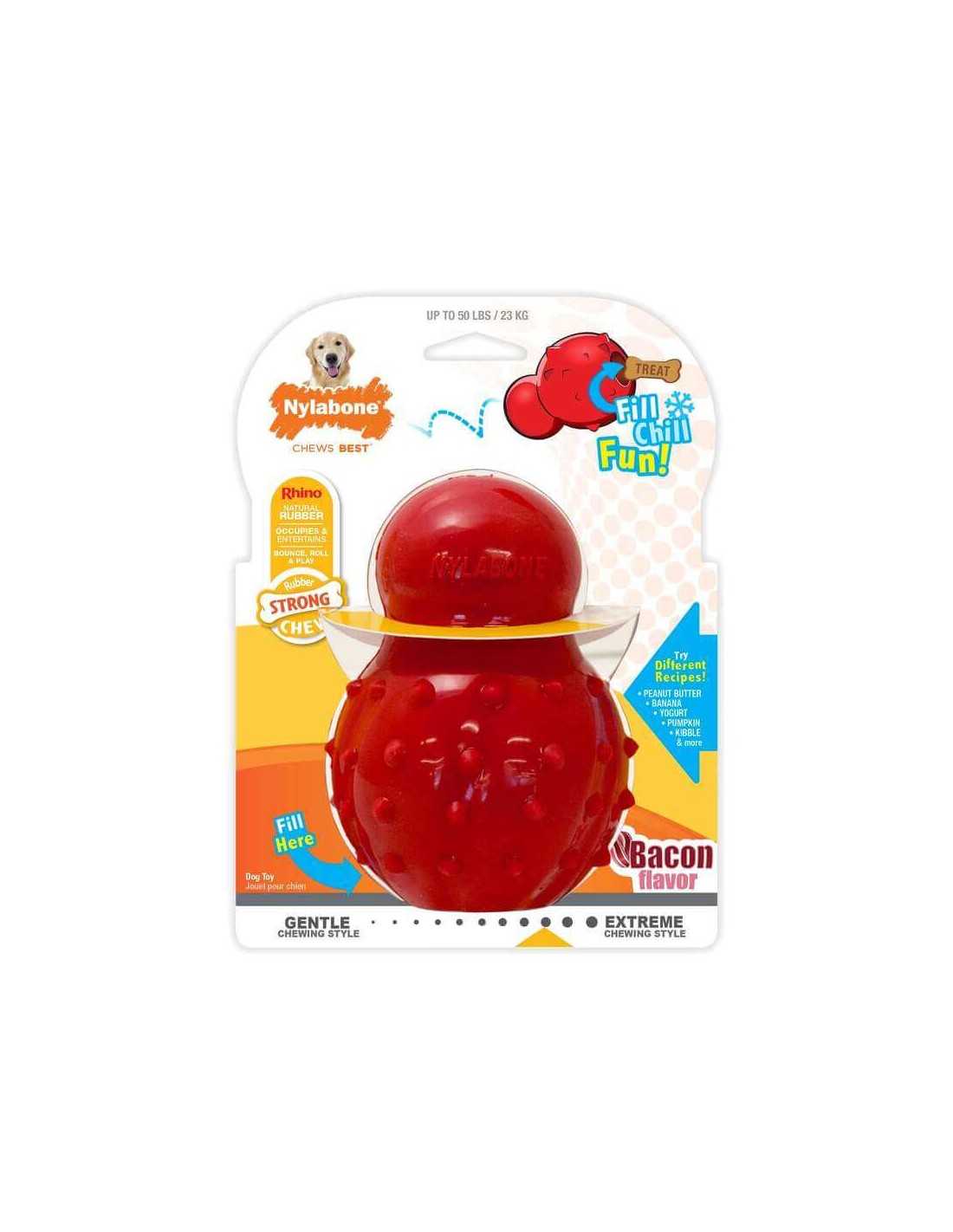 NYLABONE STRONG CHEW CONO 3 EN 1: RELLENABLE,CONGELABLE,SABOR TOCINO