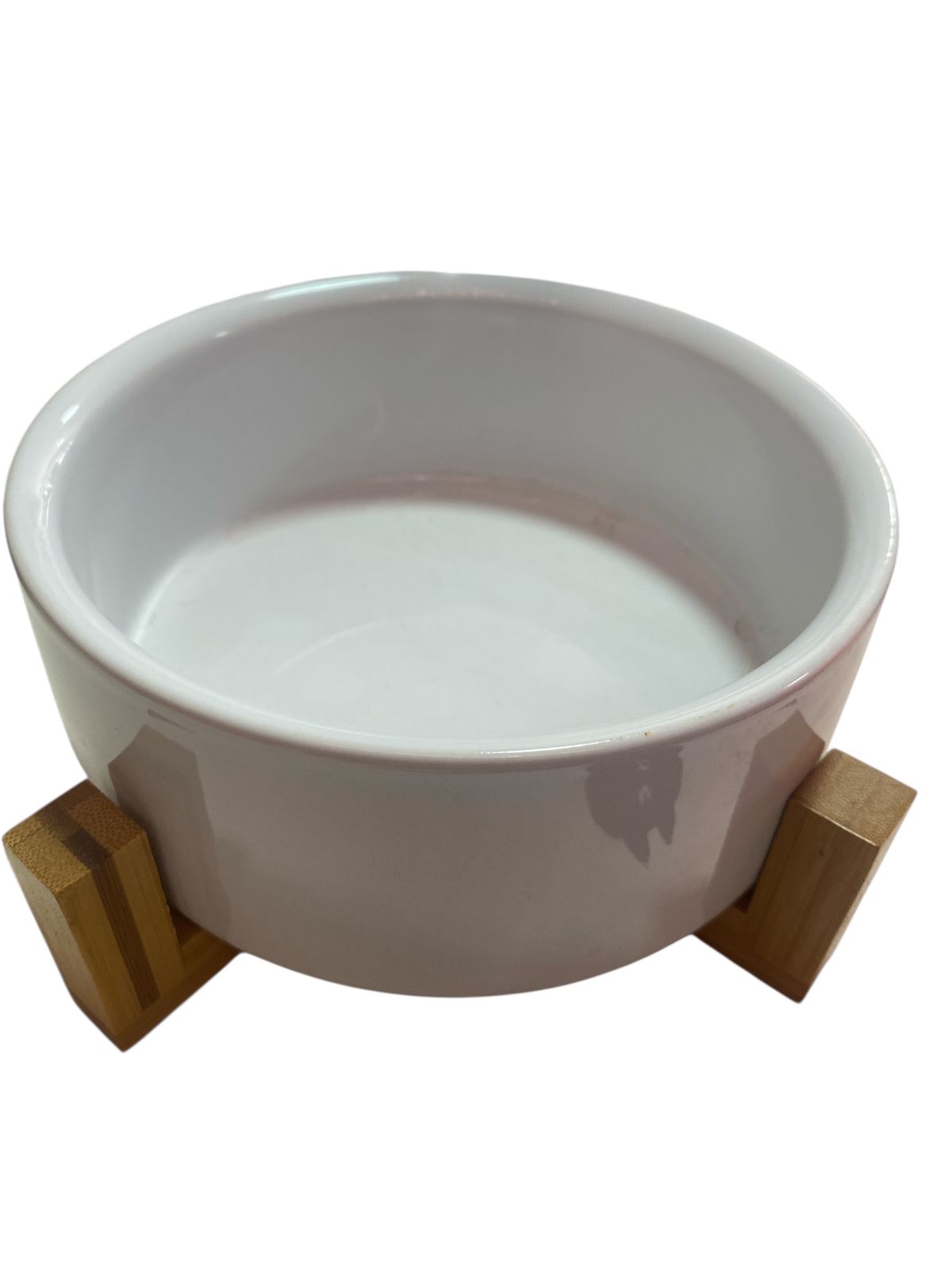 Plato mascotas con pedestal madera