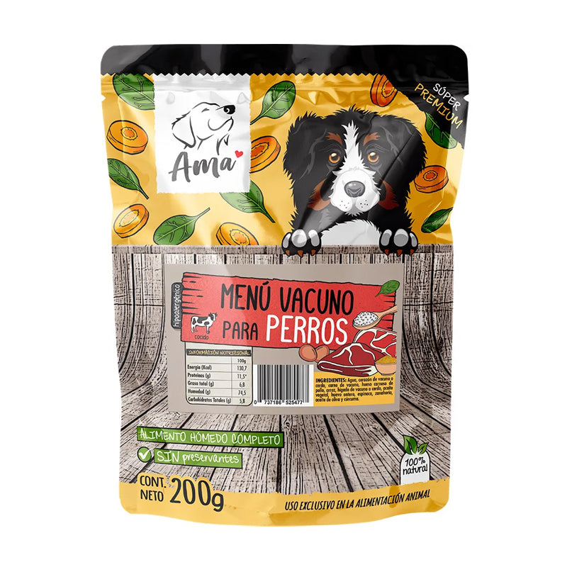 Ama Pet Sachet Perro Menú vacuno 200gr