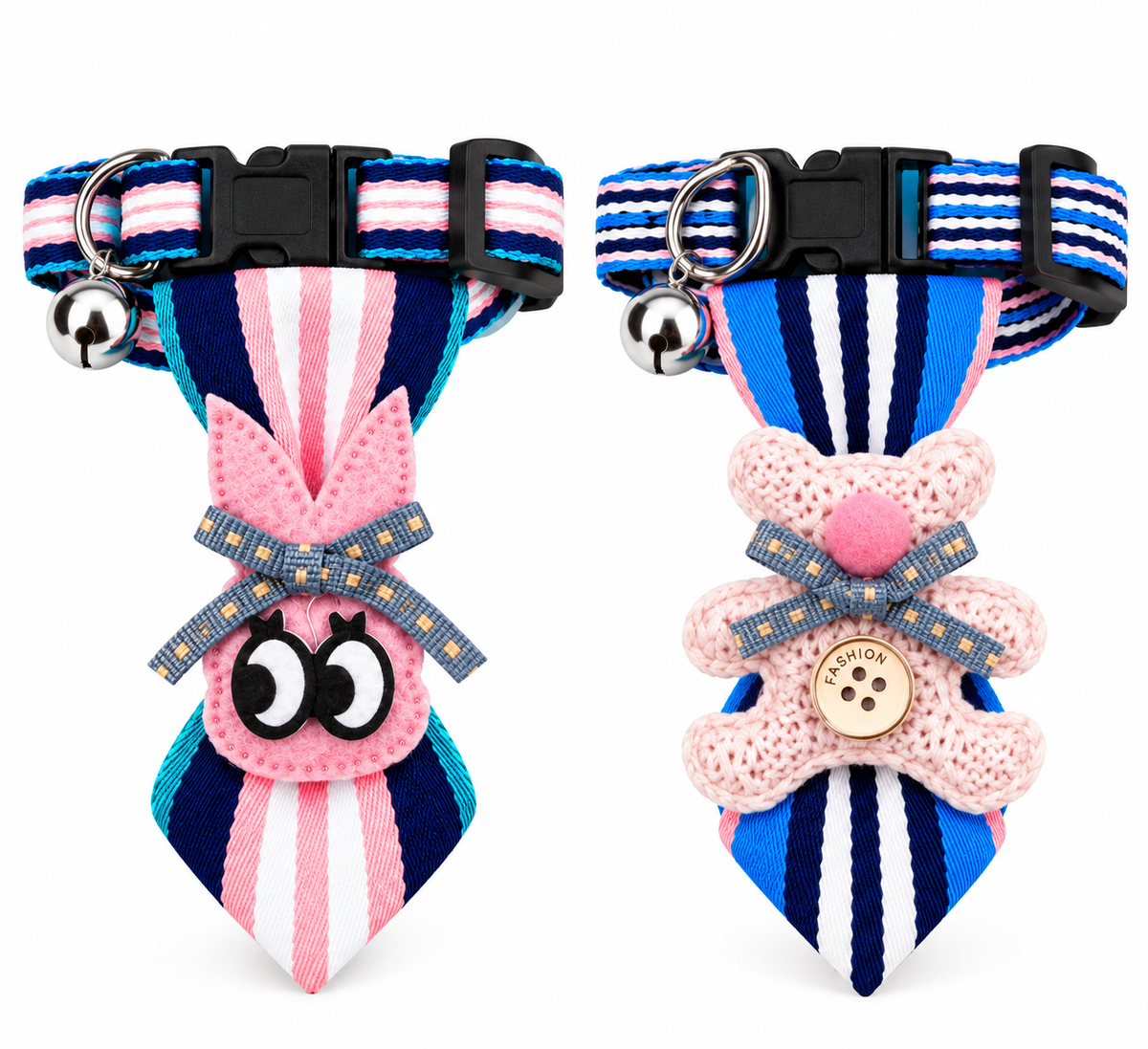 COLLAR AJUSTABLE PARA MASCOTAS MR. DOG CON CORBATA Y OSITO DECORATIVO AZUL