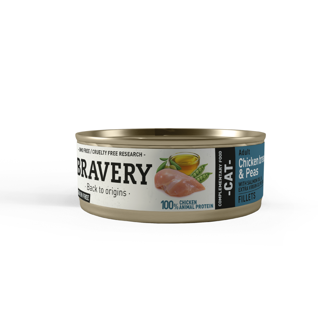 BRAVERY Chicken and peas adult cat wet food 70 GR
