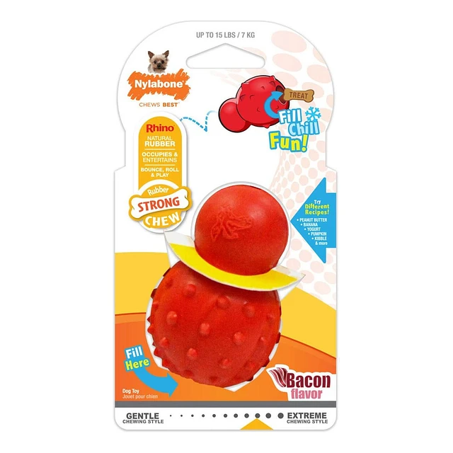 Nylabone Strong Chew Cono 3 en 1 Rellenable y Congelable Sabor Tocino Talla XS