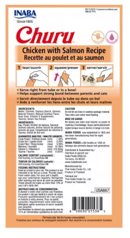 CHURU CAT 14GR / 4 TUBES CHIKEN WITH SALMON