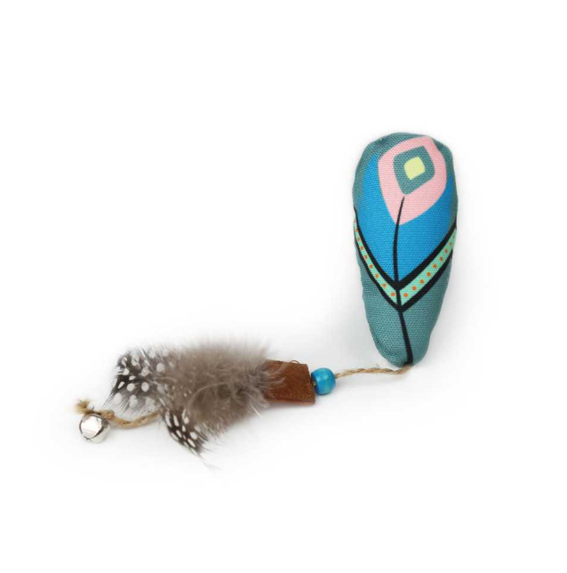 JUGUETE GATO MAXI PLUMA CELESTE CON CATNIP - HEY!