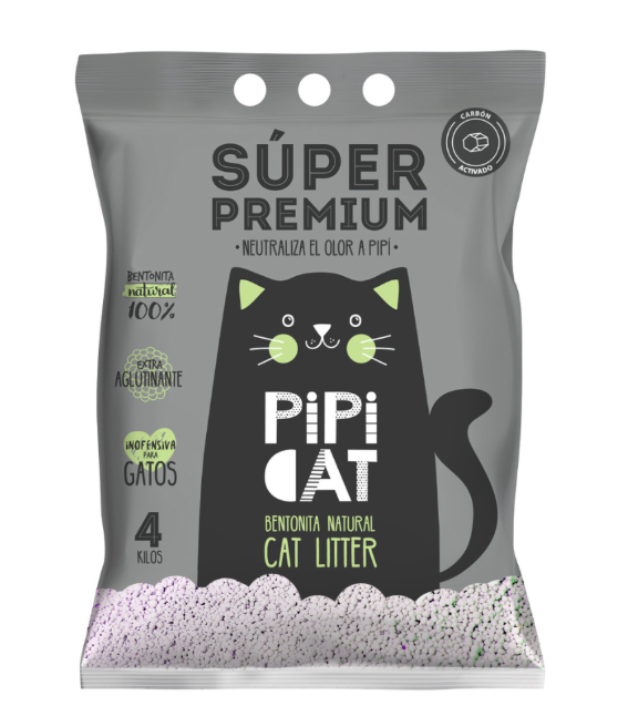 PIPICAT SUPER PREMIUM CON CARBÓN AROMA A LAVANDA 4 KG