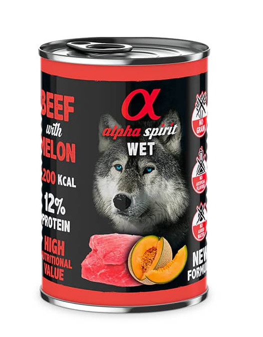Alpha Spirit wet ternera con Melon - Lata 400gr
