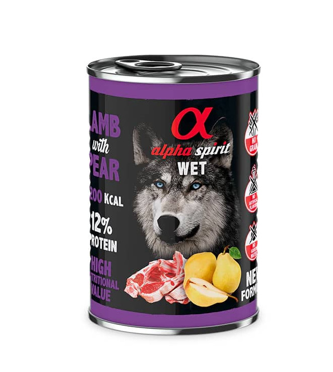 Alpha Spirit wet cordero con pera - Lata 400gr