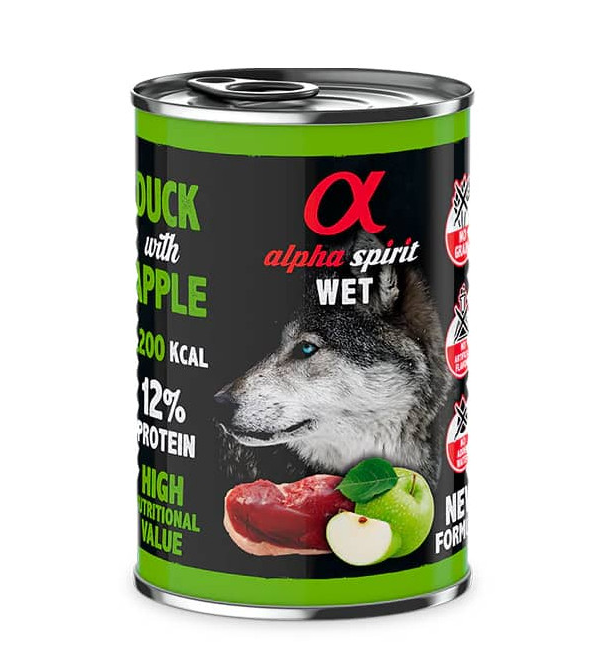 Alpha Spirit wet pato con manzana verde - Lata 400gr