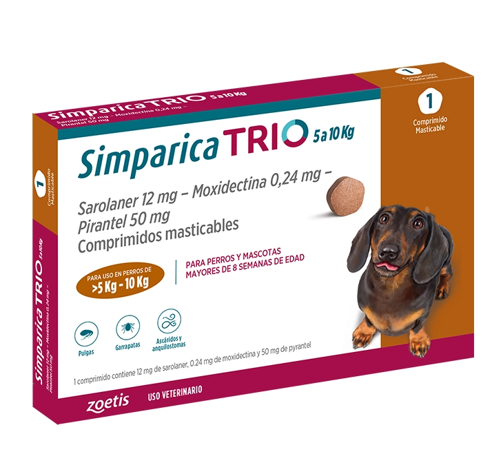 Simparica Trio 5 a 10 Kg 1 Dosis Masticable