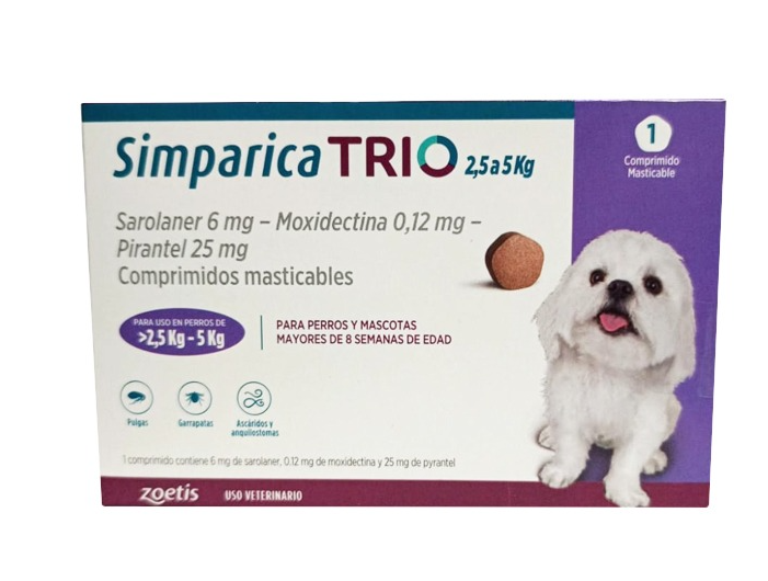 Simparica Trio 2.5 a 5 kg –  1 comprimido