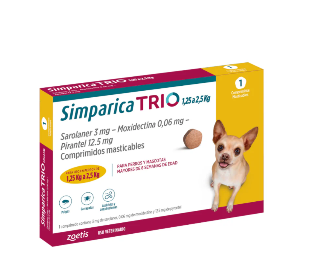 Simparica Trio 1,5 a 2,5 kg 1 Comprimido