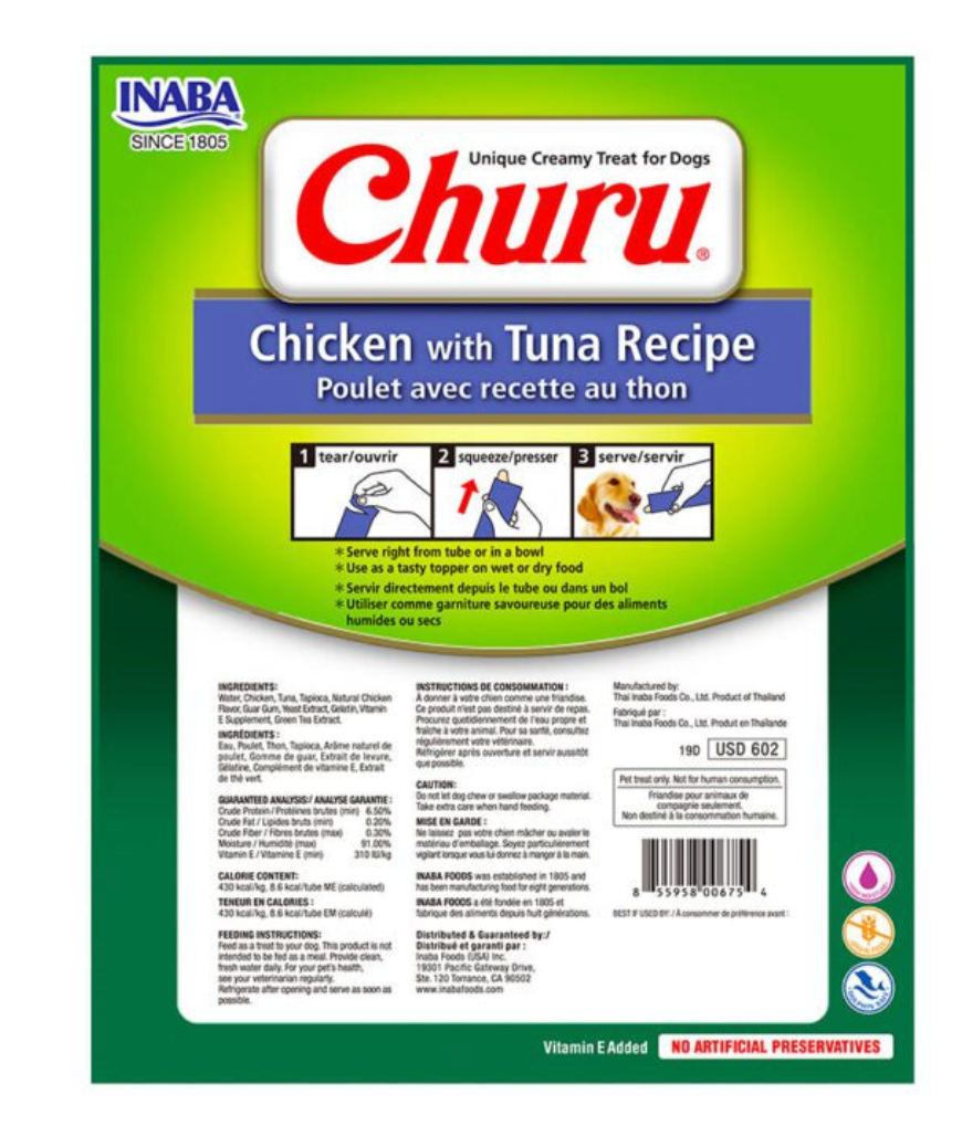 Churu Dog Chicken with Tuna 20g x 8 tubos