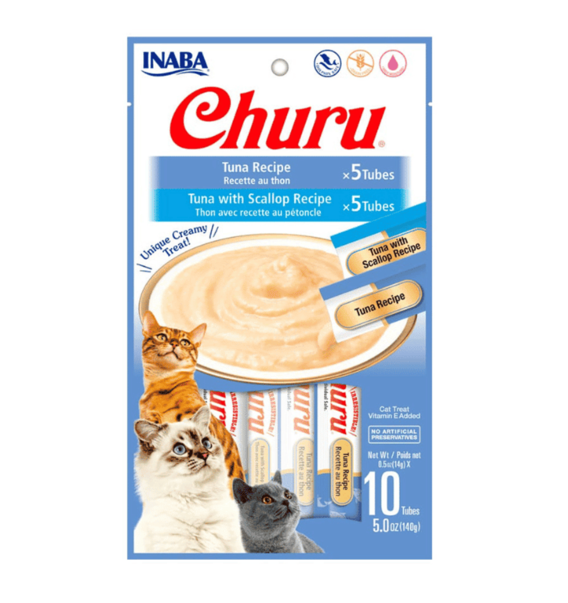 CHURU CAT VARIEDAD SABOR ATUN Y OSTION 10 TUBOS