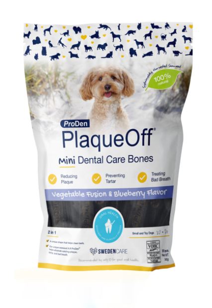 PLAQUEOFF MINI DENTAL BONES ( VEGGIE Y BLUEBERRY ) PRODEN