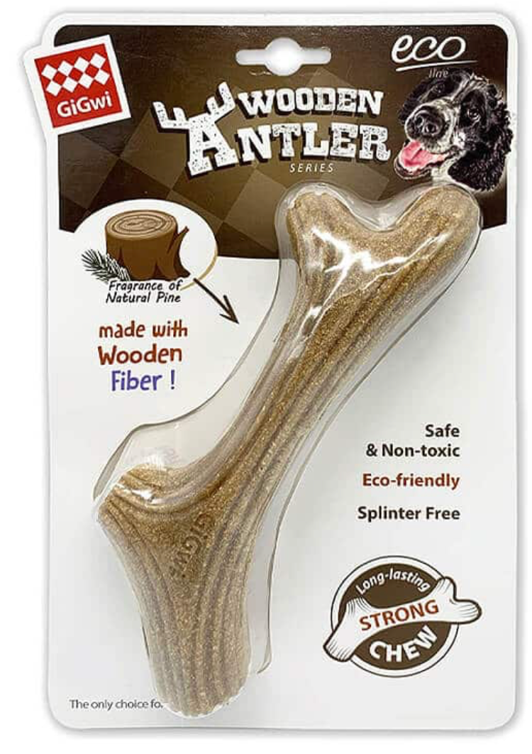 GIGWI WOODEN ANTLER MADERA NATURAL S  DOG