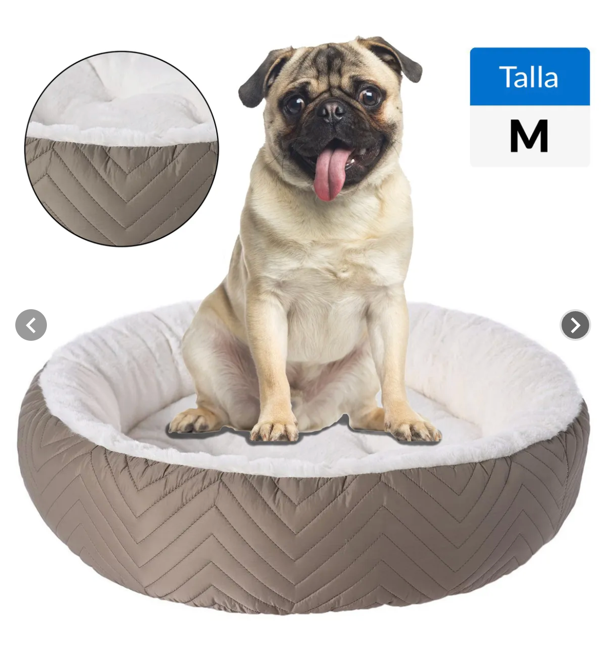 CAMA REDONDA PARA PERRO CAFE  14x60x60 cm