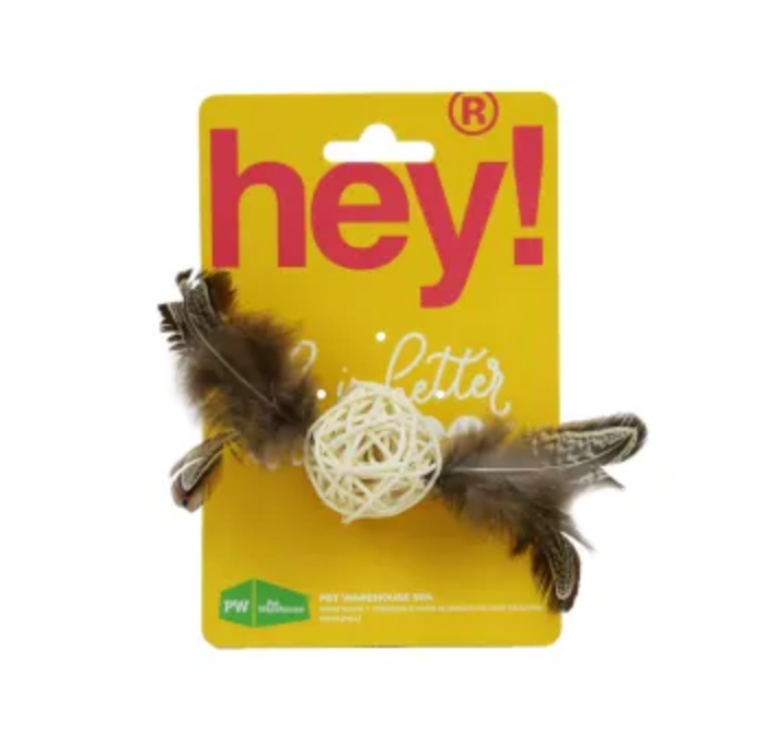 HEY! BOLA DE RATAN NATURAL CON PLUMAS Y CAMPANA