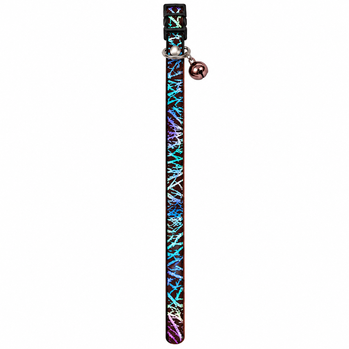 COLLAR PARA GATO AJUSTABLE CON CASCABEL - DISELO HOLOGRÁFICO 30 CM