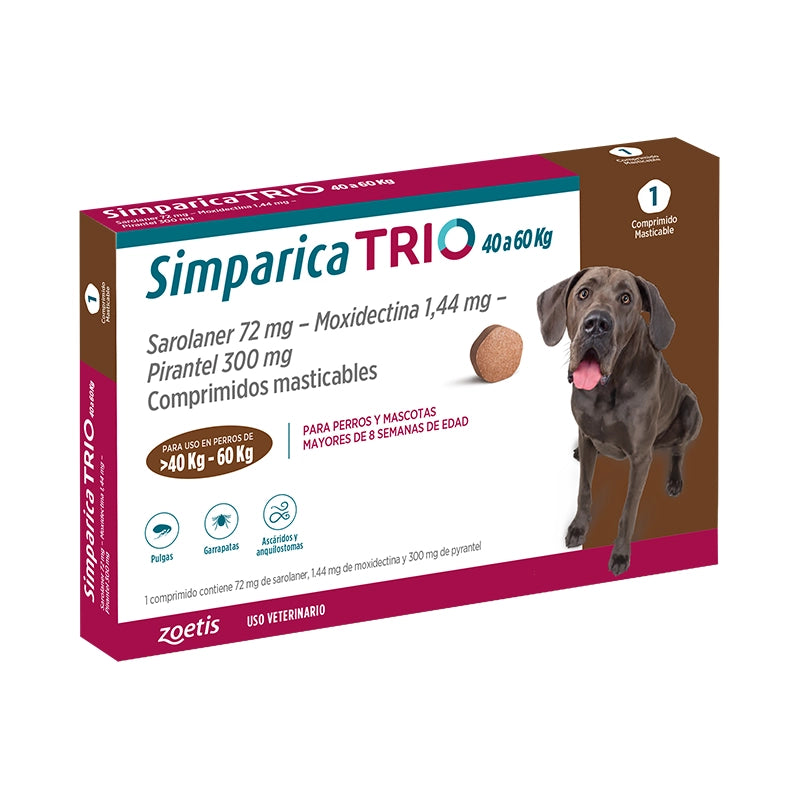 Simparica Trio 40 a 60 Kg 1 Dosis Masticable