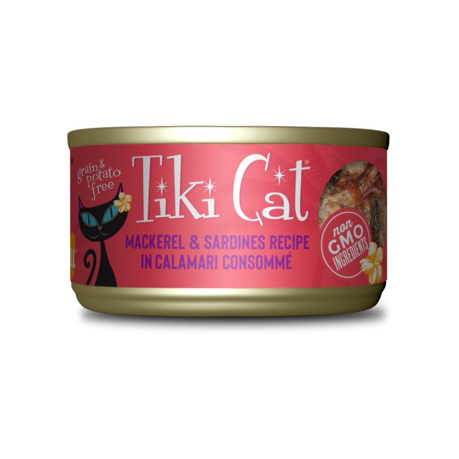 Tiki cat makaha grill alimento húmedo para gatos de caballa, sardinas en consome de calamar 80GR