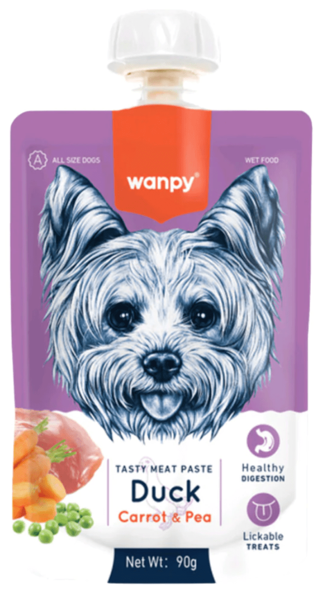 WANPY TASTY MEAT PASTE DOG CARROT & PEA 90 GR