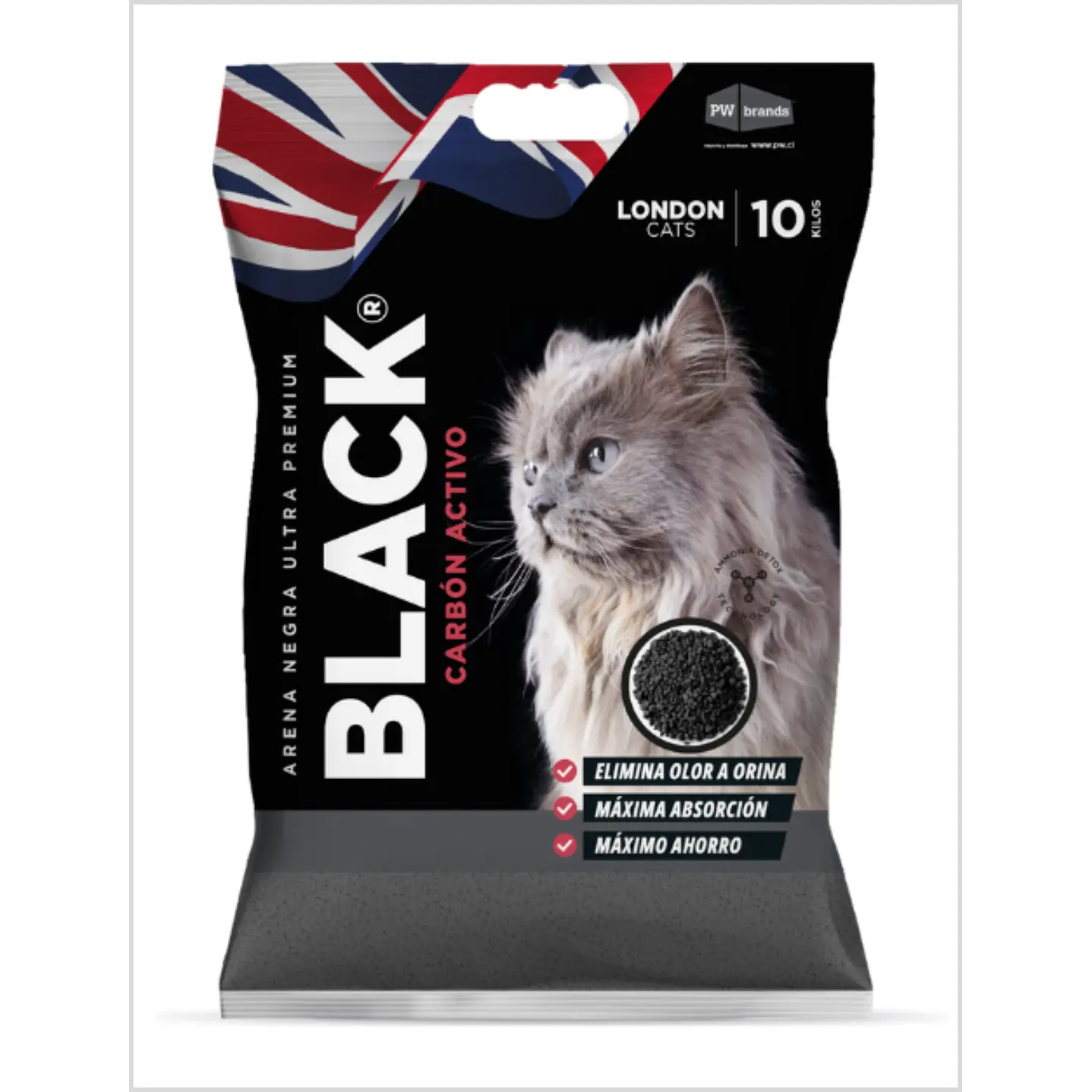 London Cats Black Bentonita Integrada Con Carbón 10 kg