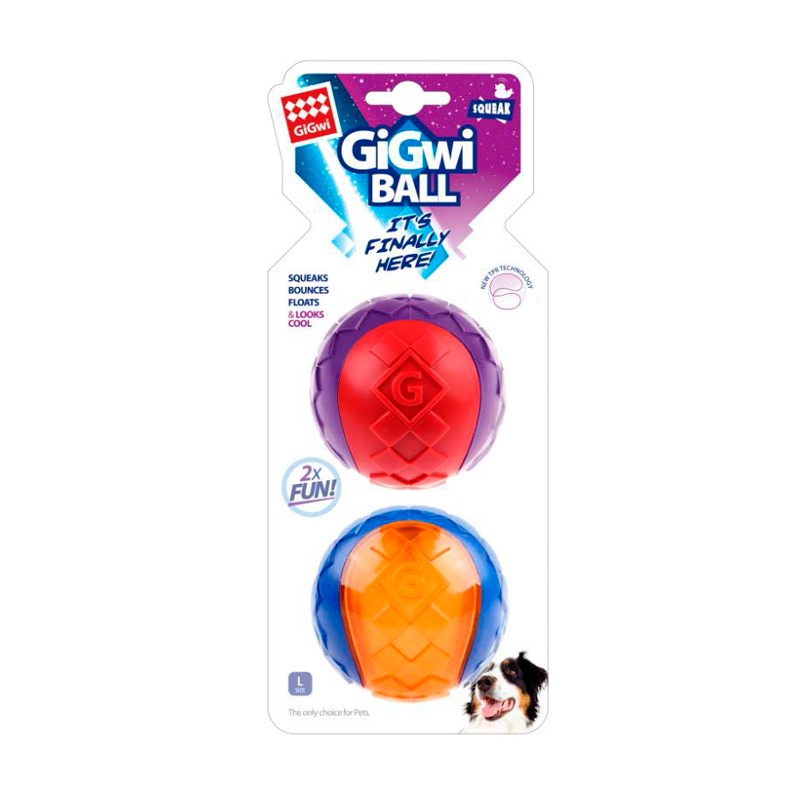 GIGWI PELOTA SQUEAKER L 2 PIEZAS