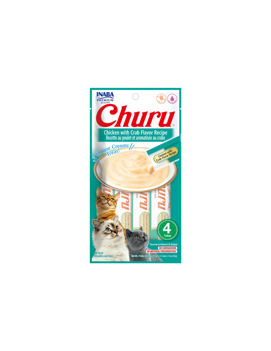 CHURU GATO SABOR POLLO Y CANGREJO 4 TUBOS