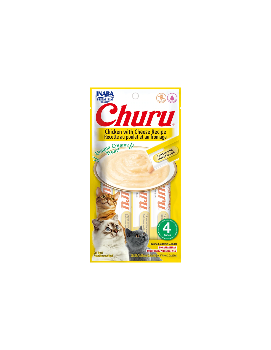 CHURU GATO SABOR POLLO Y QUESO 4 TUBOS