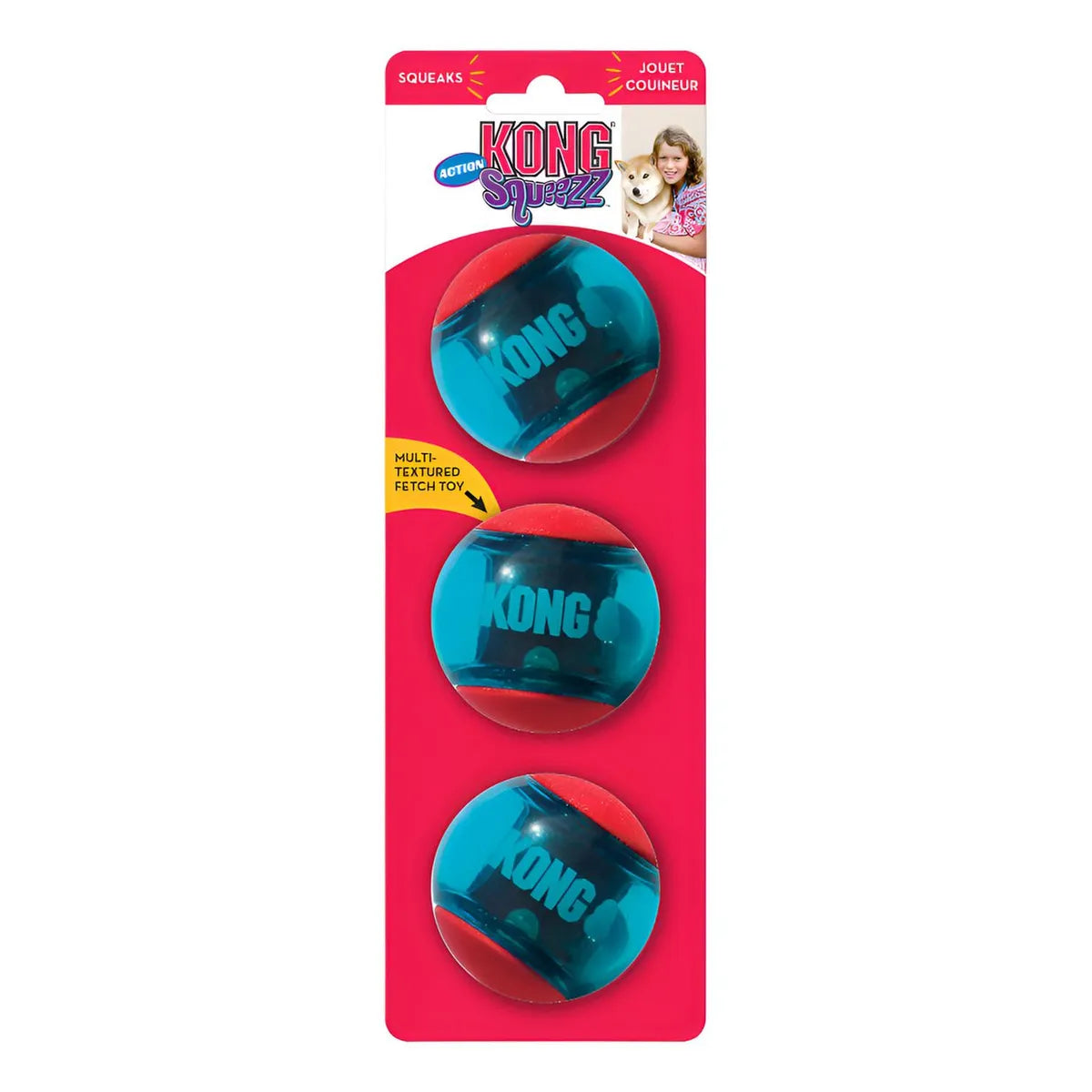 KONG SQUEEZZ ACTION BALL RED 3X MEDIUM
