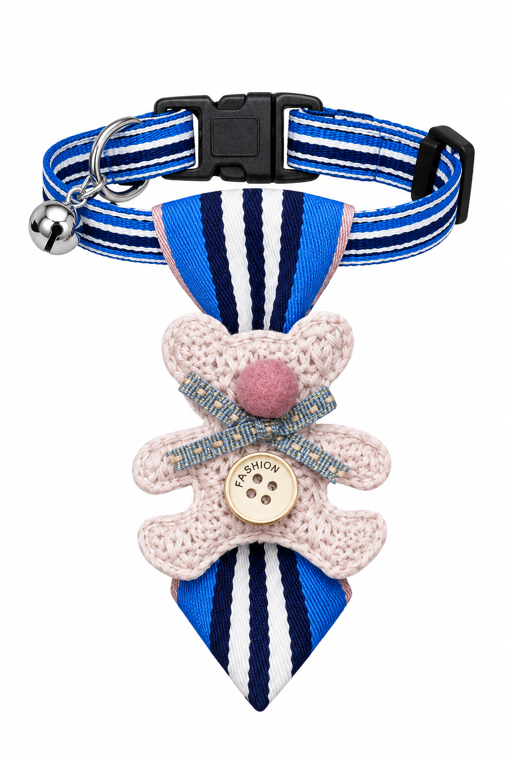 COLLAR AJUSTABLE PARA MASCOTAS MR. DOG CON CORBATA Y OSITO DECORATIVO AZUL