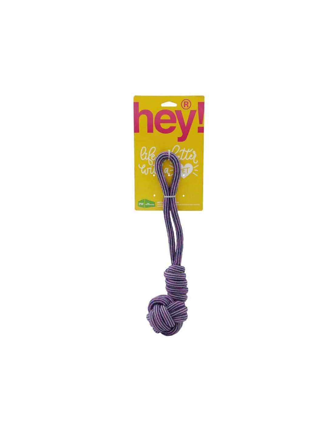 Hey! Juguete de Cuerda con Bola para Perros, Algodón Natural Color Morado